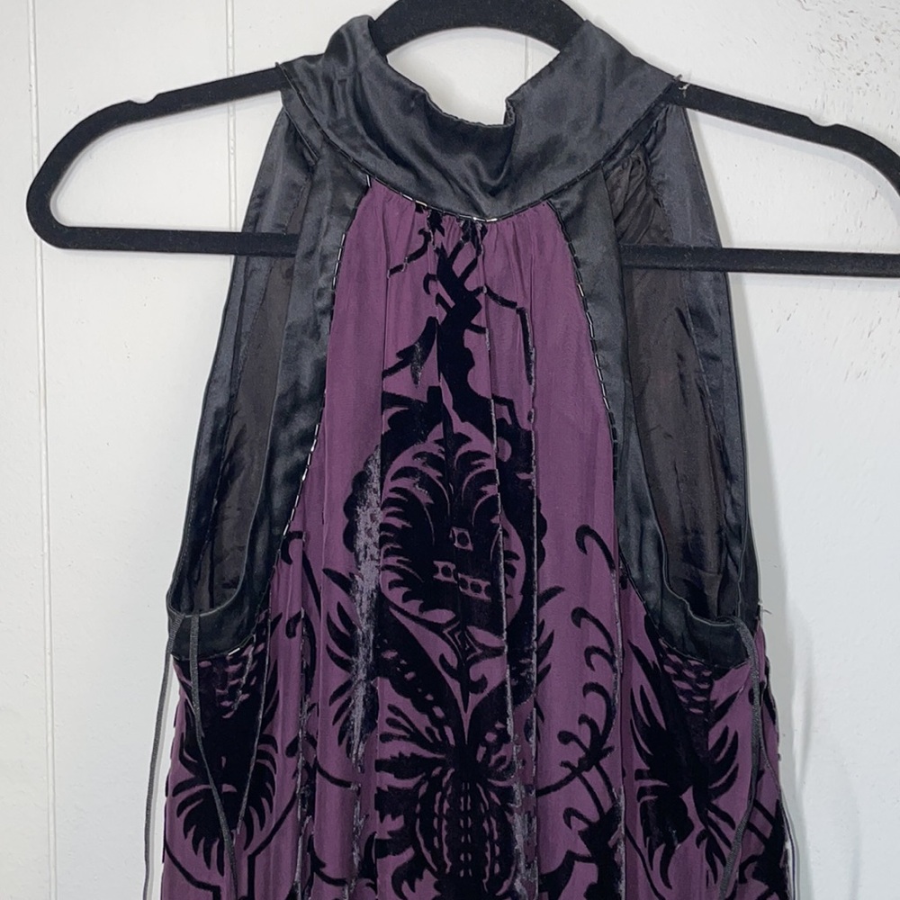 Max Studio Burnout Velvet Halter Plum Dress - Picture 4 of 15